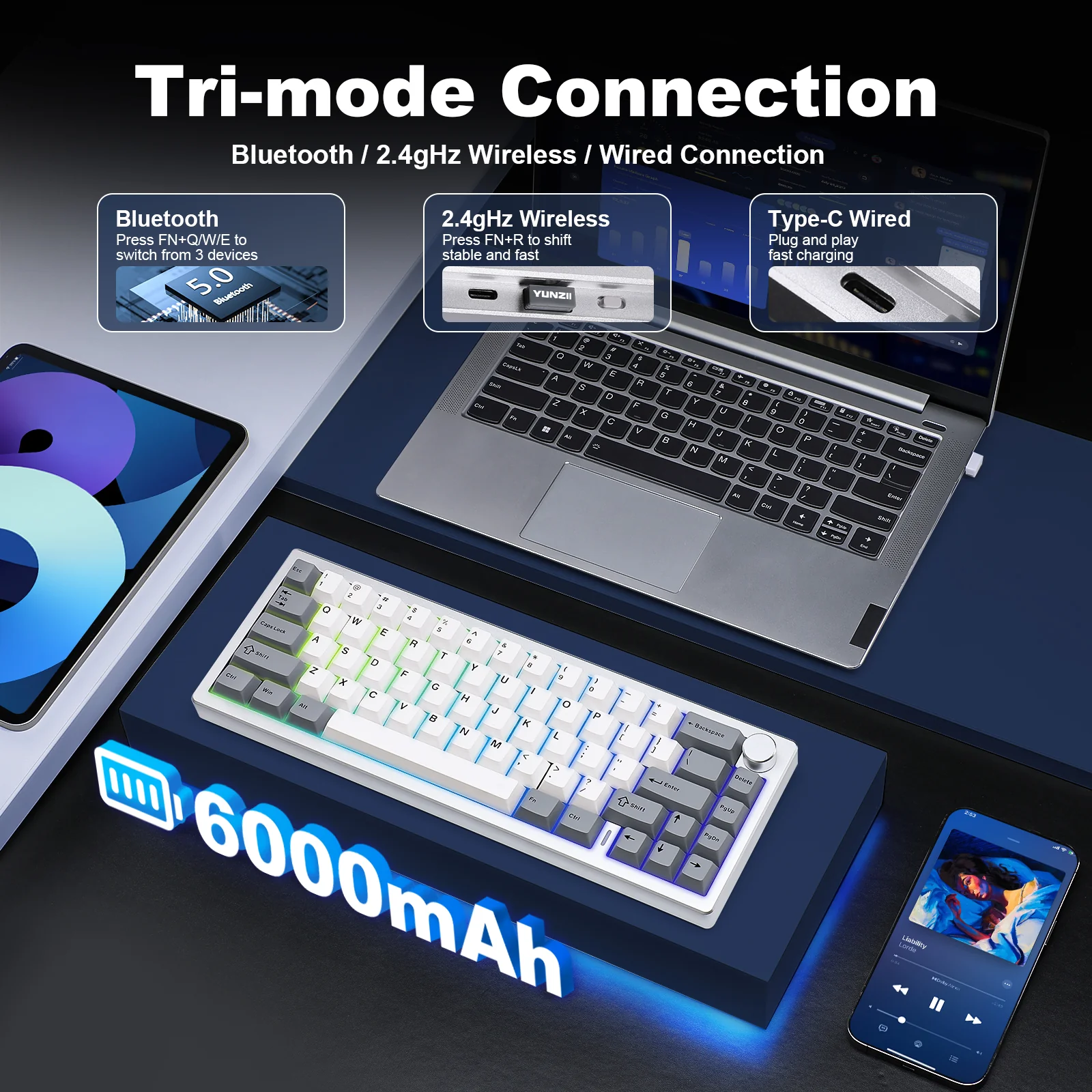 YUNZII AL68 QMK/VIA Custom Mechanical Keyboard - Image 5