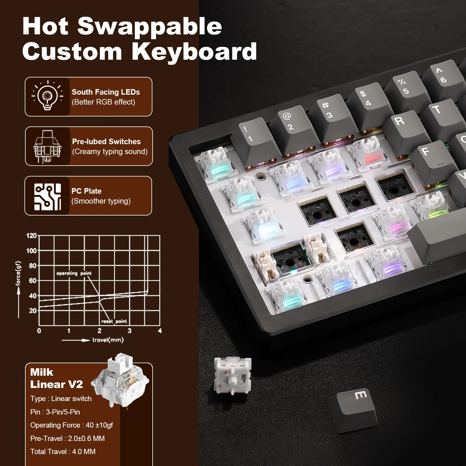 YUNZII AL68 QMK/VIA Custom Mechanical Keyboard - Image 6