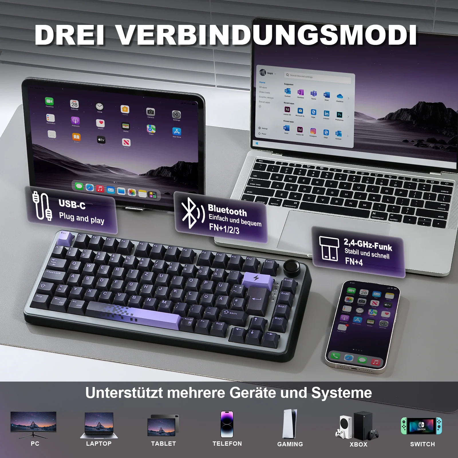 YUNZII B75 Pro Wireless Mechanical Keyboard - ISO Layout - Image 6