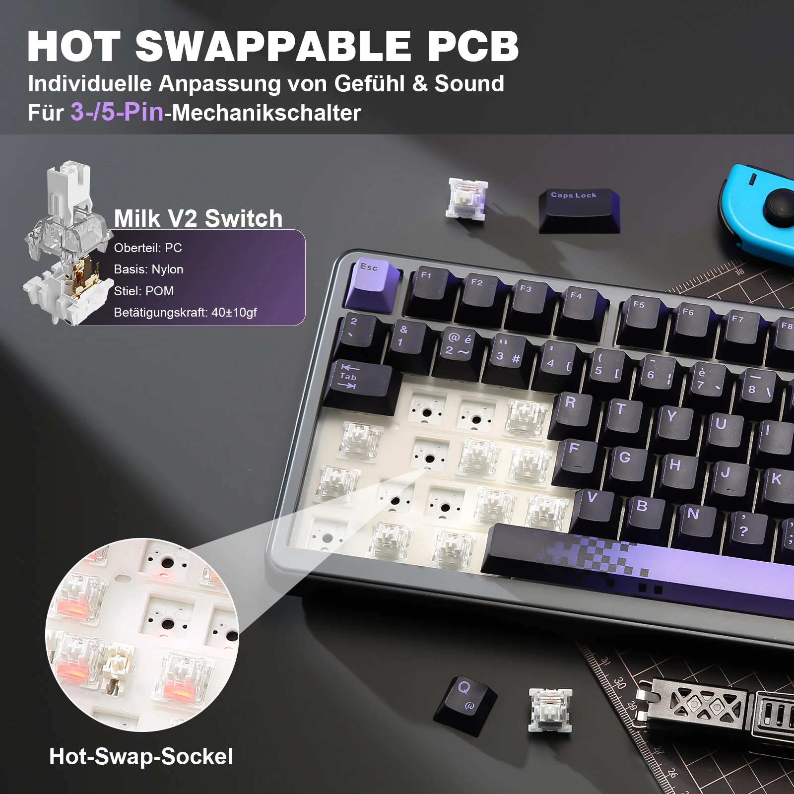 YUNZII B75 Pro Wireless Mechanical Keyboard - ISO Layout - Image 7