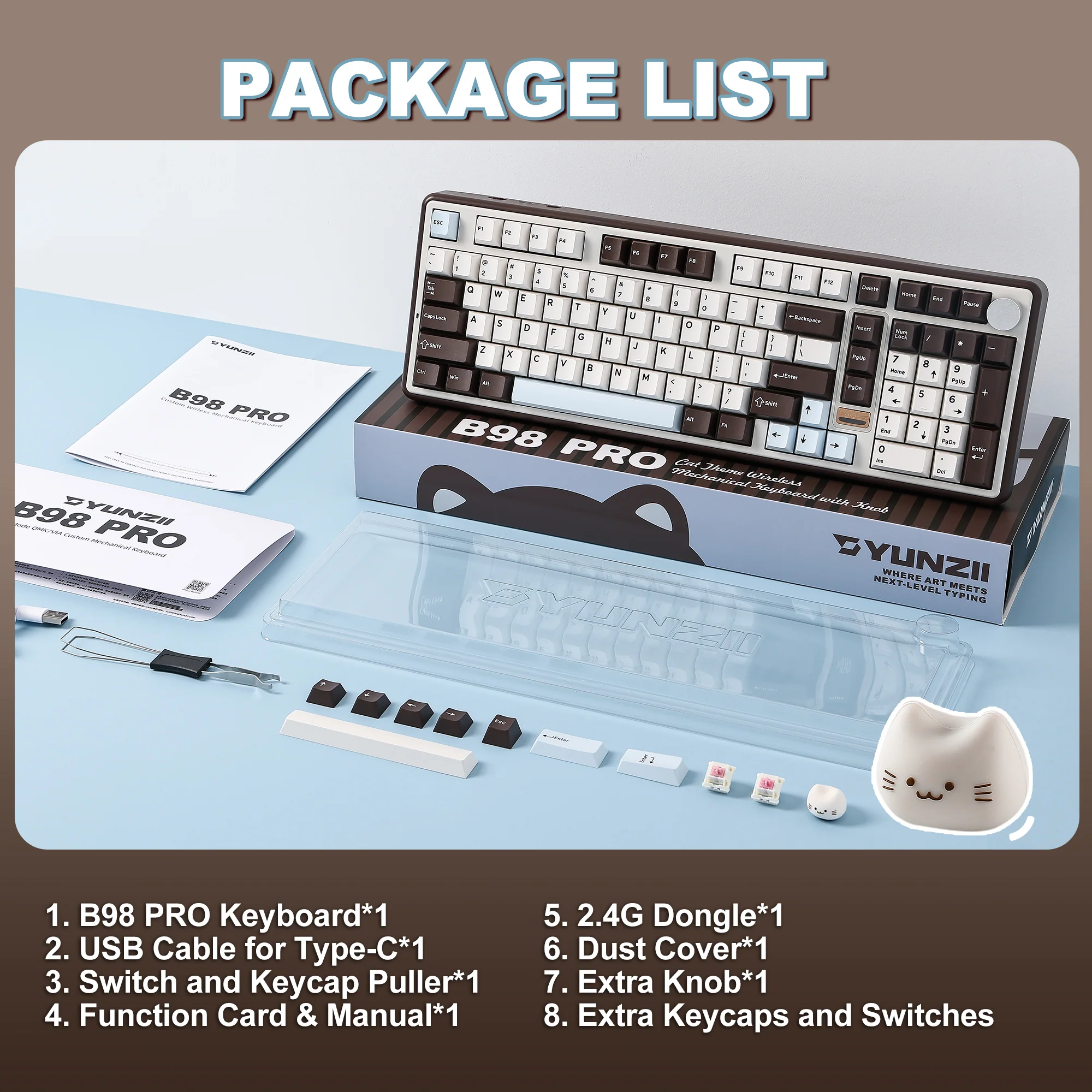 YUNZII B98 PRO QMK/VIA Wireless Mechanical Keyboard - Image 11