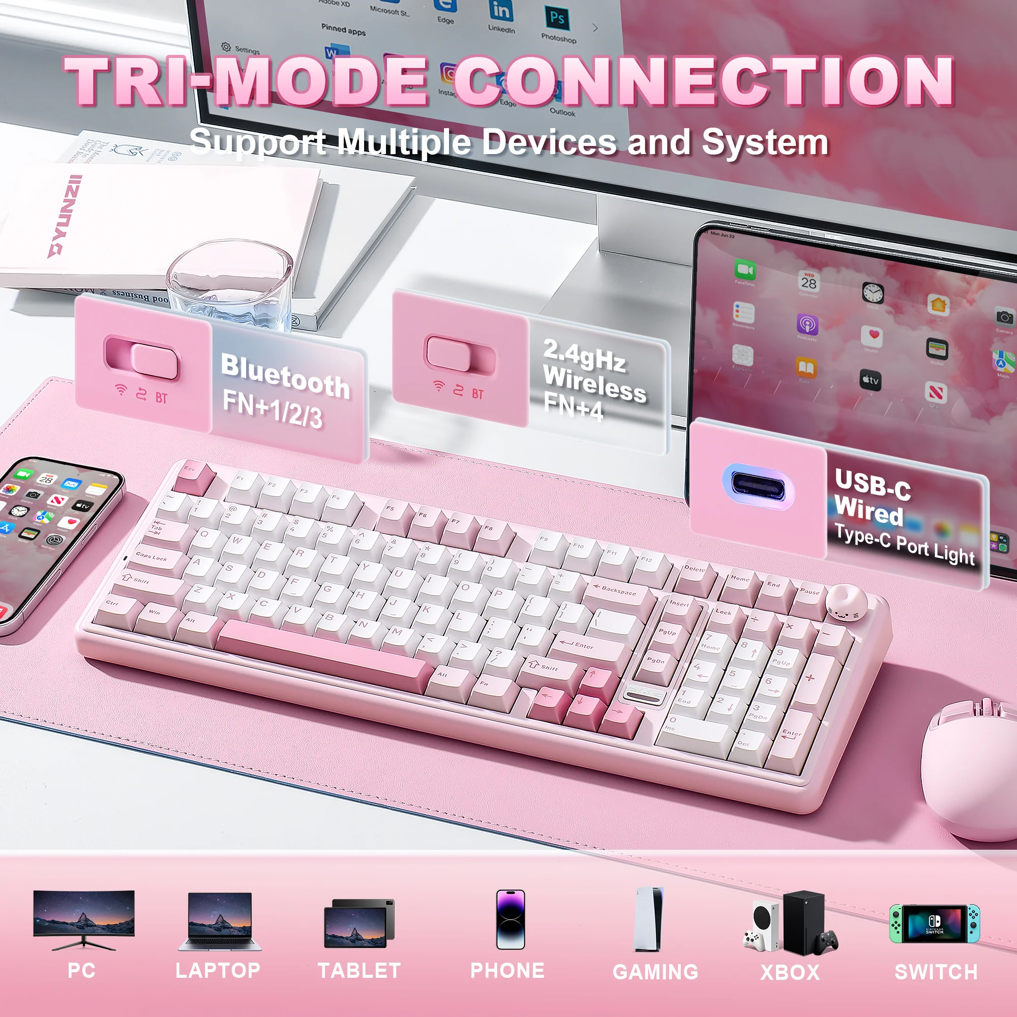 YUNZII B98 PRO QMK/VIA Wireless Mechanical Keyboard - Image 3