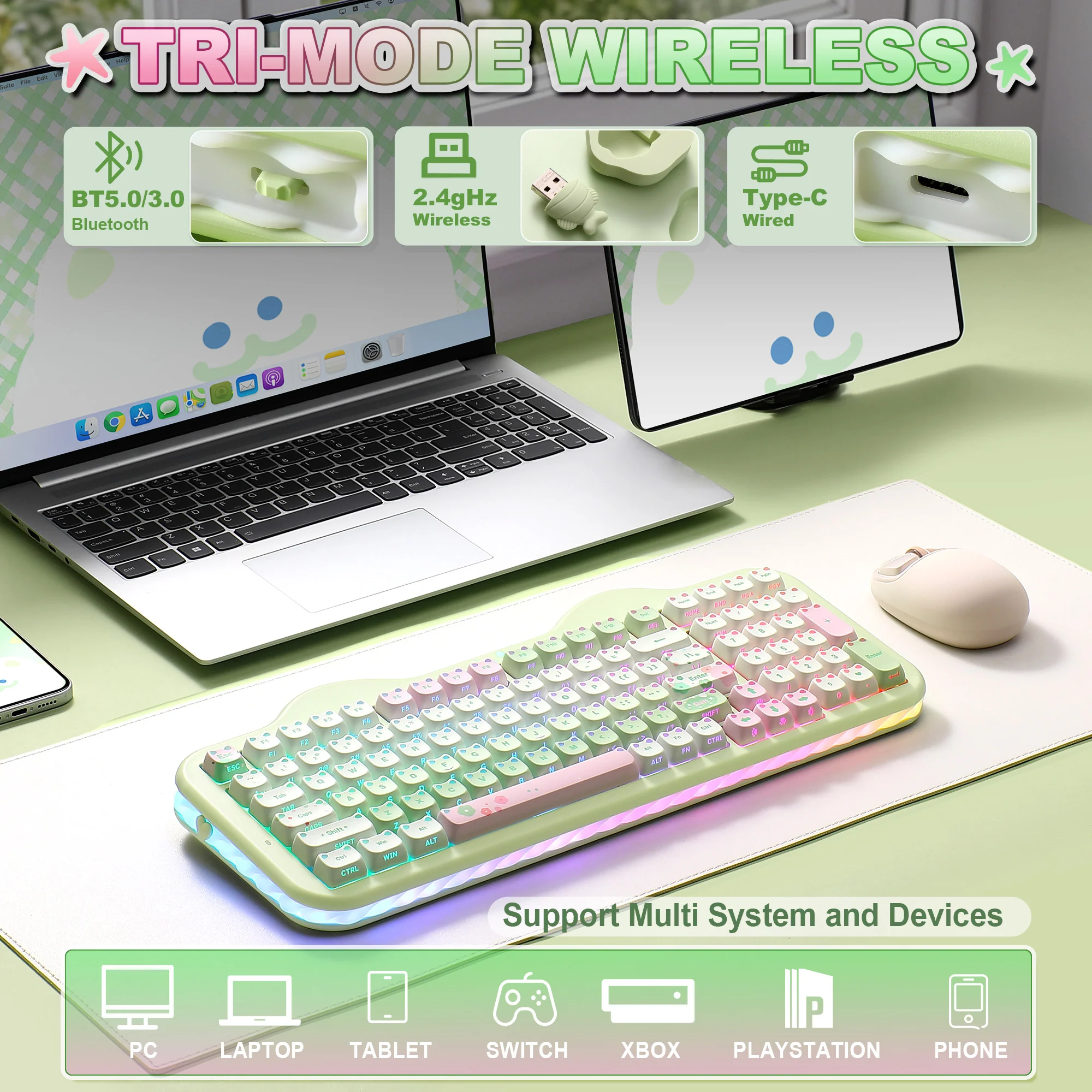 PRE-ORDER YUNZII C98 MAO Cake Kitten Wireless Mechanical Keyboard - Image 3