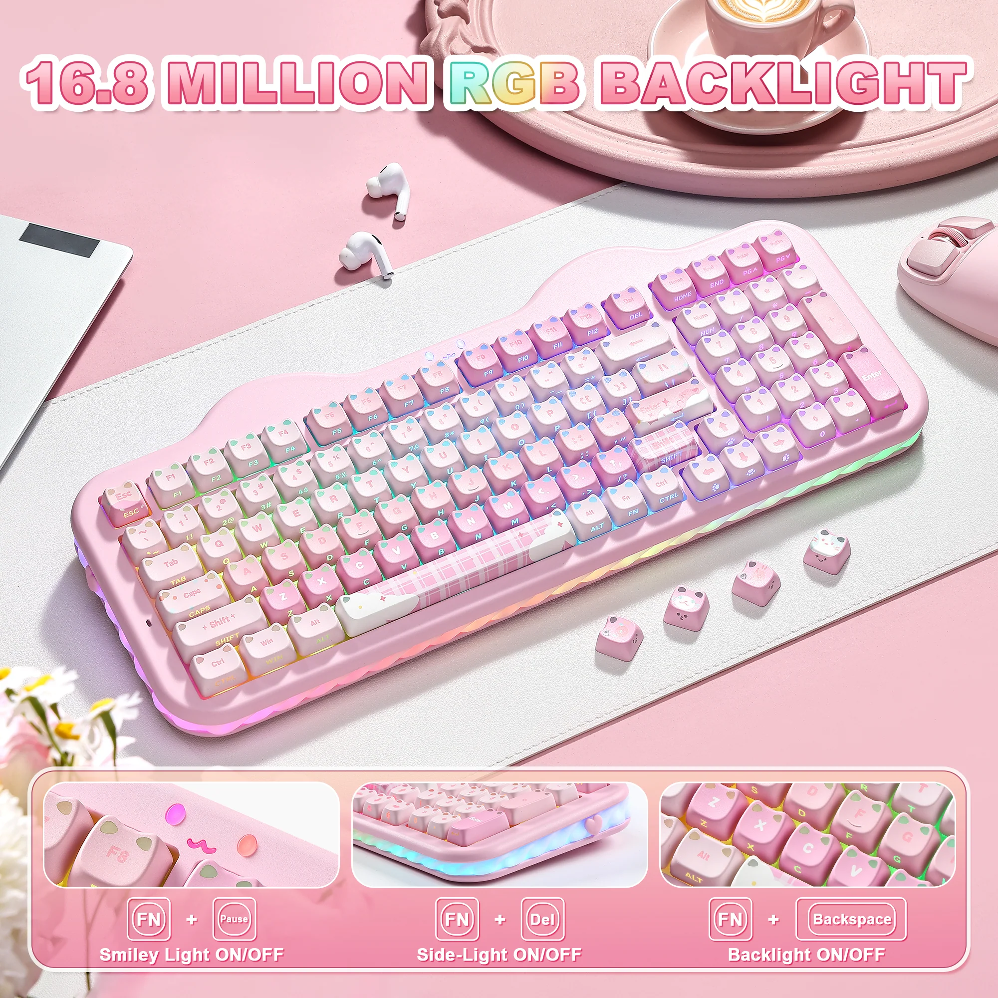 PRE-ORDER YUNZII C98 MAO Cake Kitten Wireless Mechanical Keyboard - Image 5