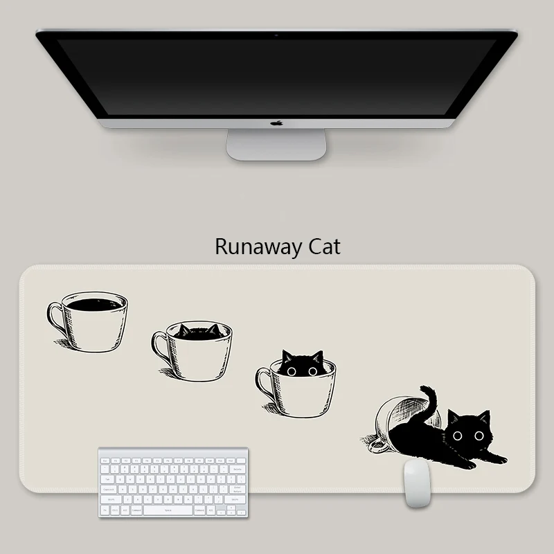 YUNZII Keynovo Mouse Mat Desk Pad - Black Cat - Image 15