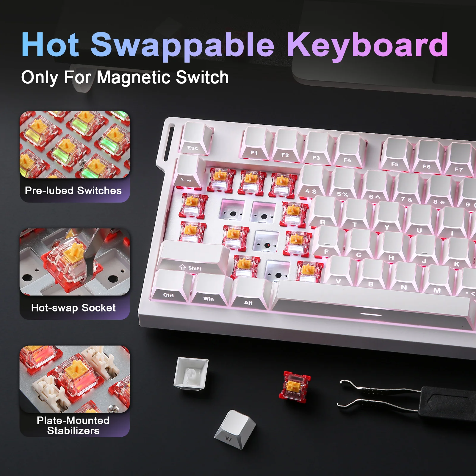 YUNZII RT75 PRO Dual-8K Rapid Trigger Wireless Gaming Magnetic Keyboard - Image 6