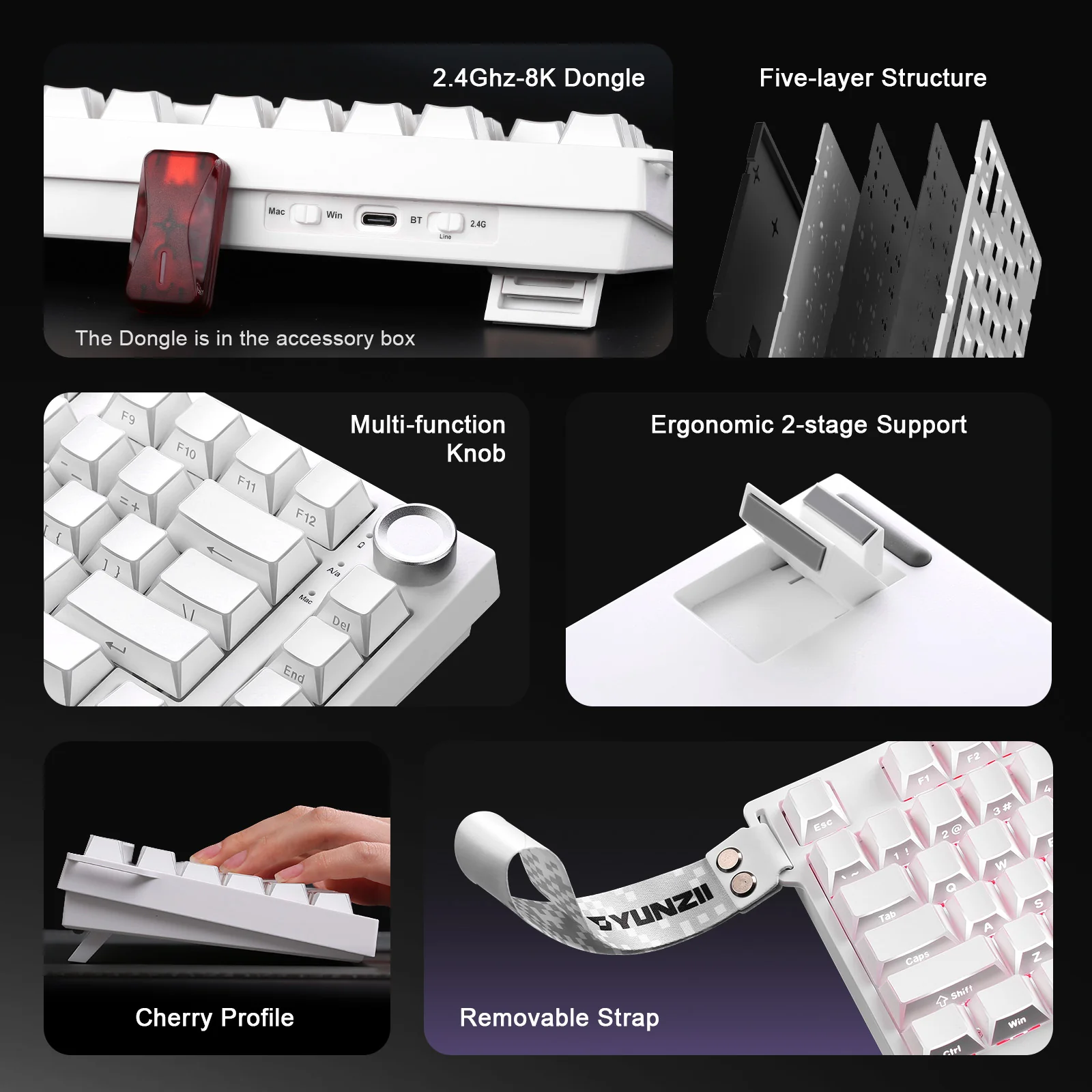 YUNZII RT75 PRO Dual-8K Rapid Trigger Wireless Gaming Magnetic Keyboard - Image 8