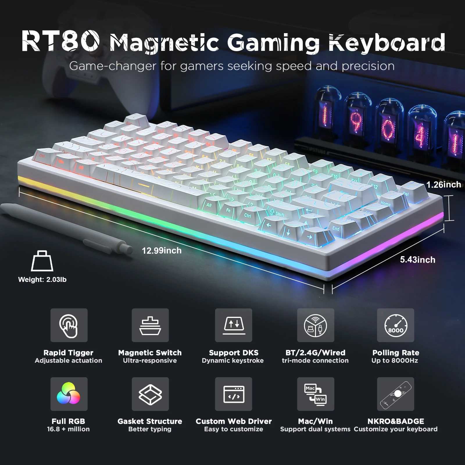 YUNZIl RT8O Magnetic Mechanical Keyboard - Image 3